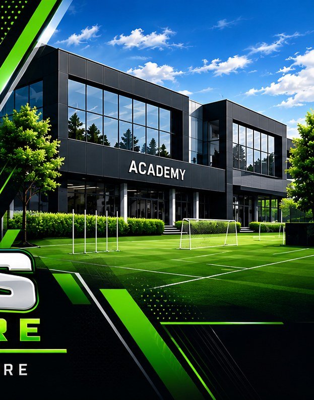 Modernes Trainingszentrum mit Rasenplatz